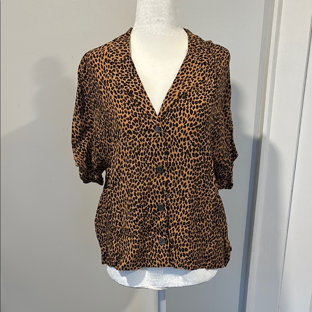 & Other Stories Brown and Black Boxy Blouse